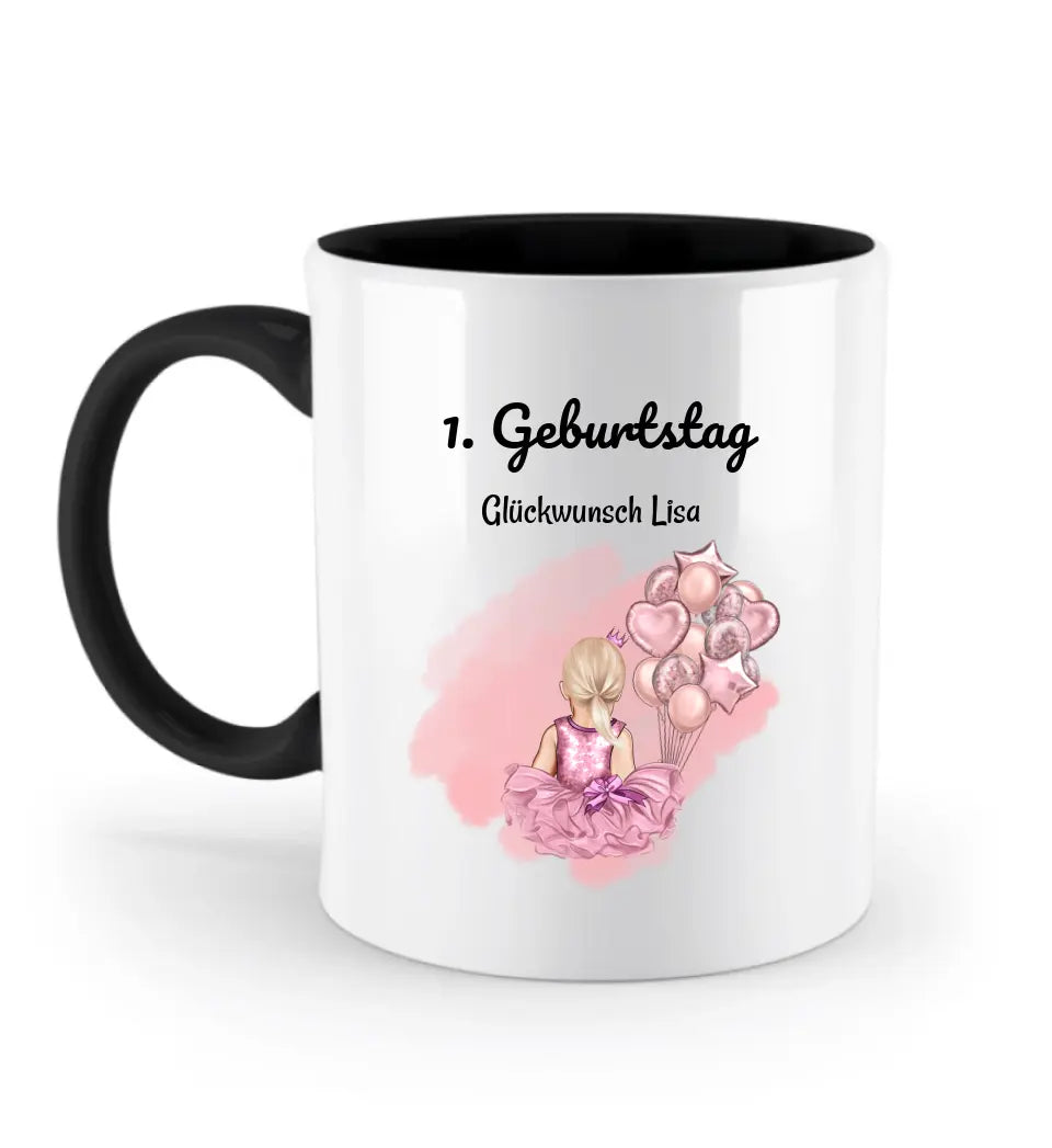 Mädchen 1 Geburtstag farbige Tasse Geschenk personalisiert - Cantty