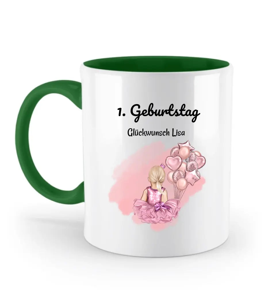Mädchen 1 Geburtstag farbige Tasse Geschenk personalisiert - Cantty