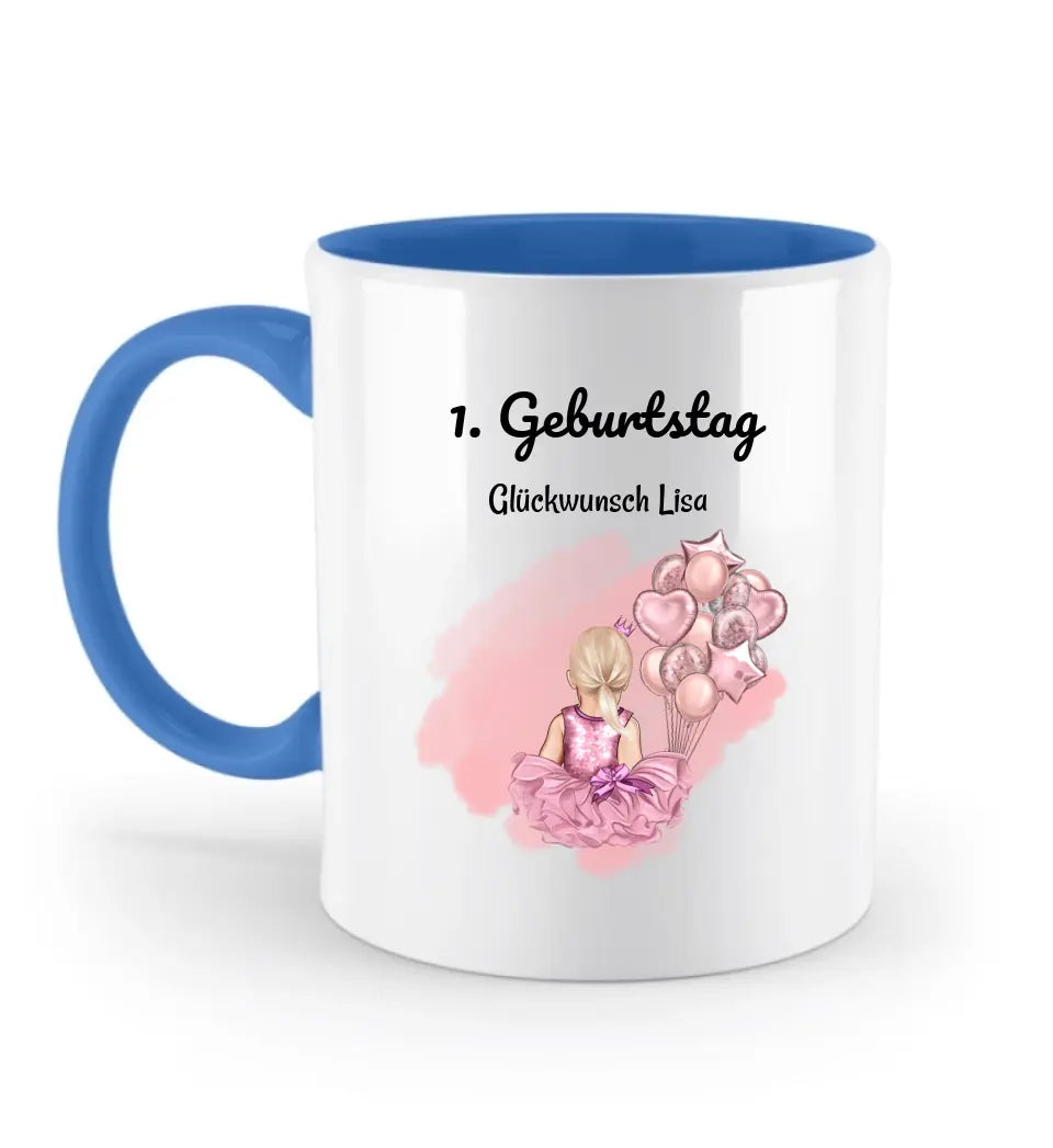 Mädchen 1 Geburtstag farbige Tasse Geschenk personalisiert - Cantty