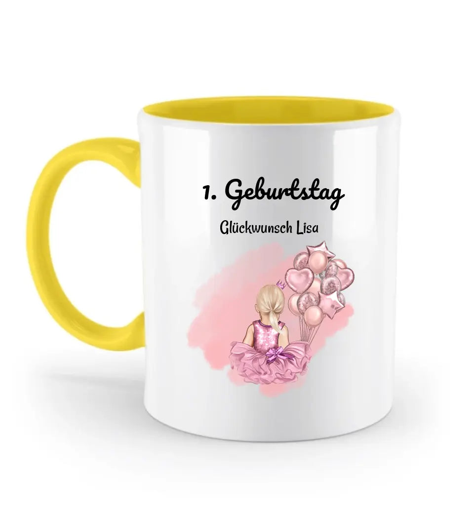 Mädchen 1 Geburtstag farbige Tasse Geschenk personalisiert - Cantty