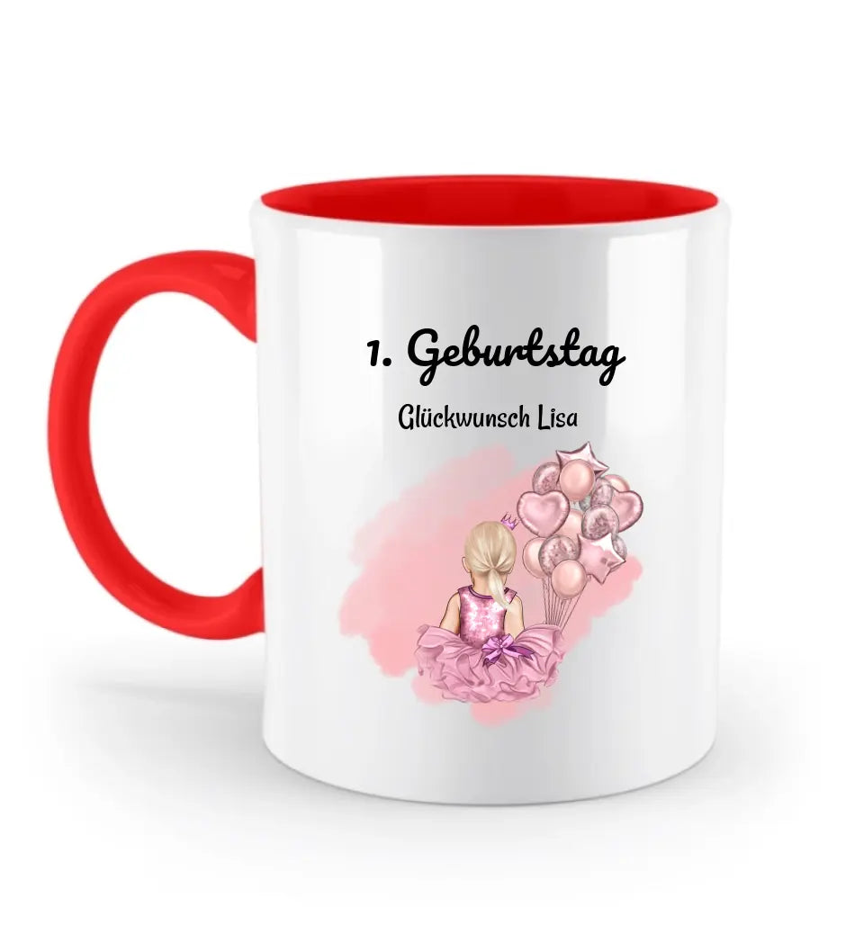 Mädchen 1 Geburtstag farbige Tasse Geschenk personalisiert - Cantty