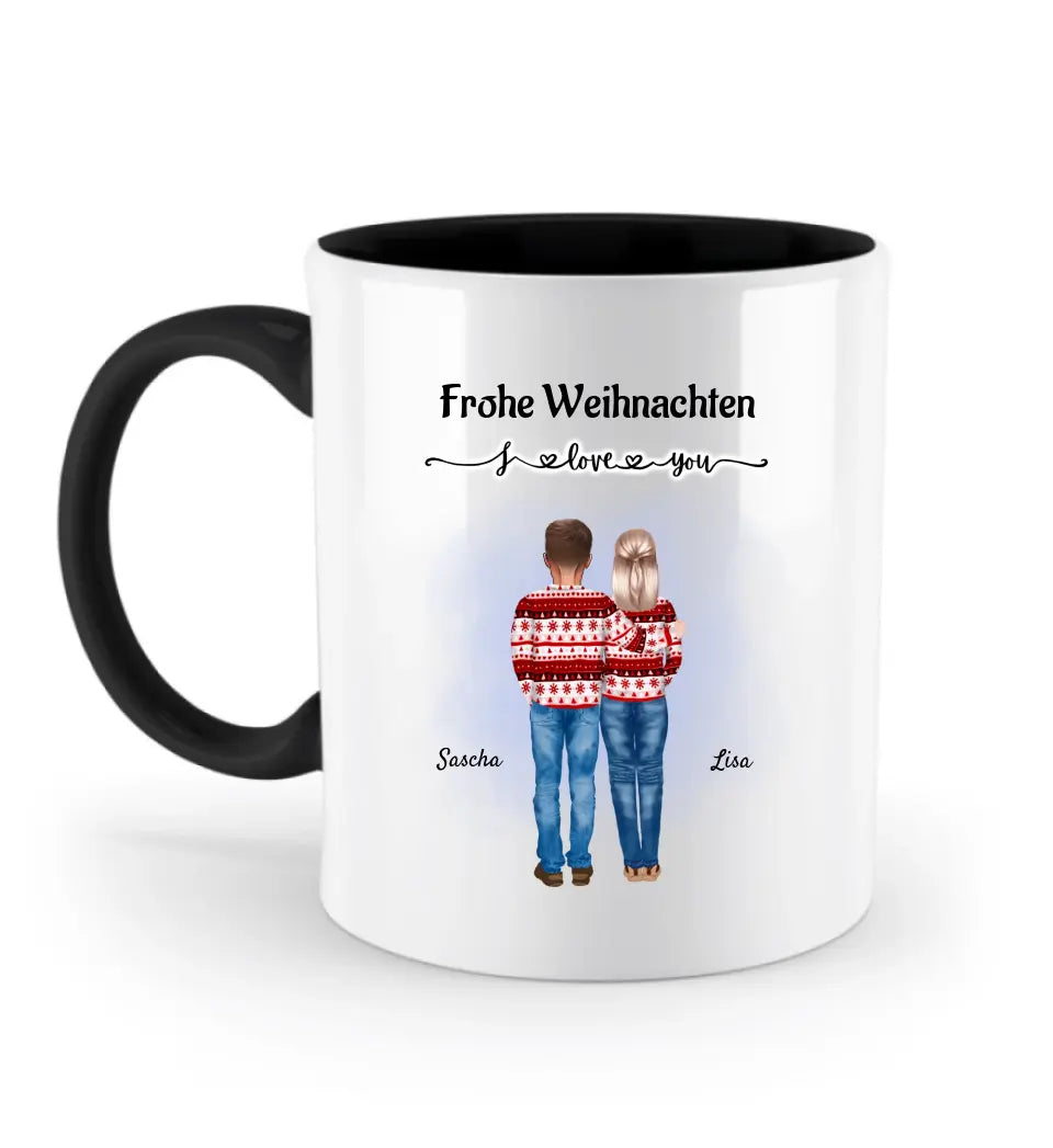 Mann Frau Bild Tasse Weihnachtsgeschenk mit Namen - Cantty
