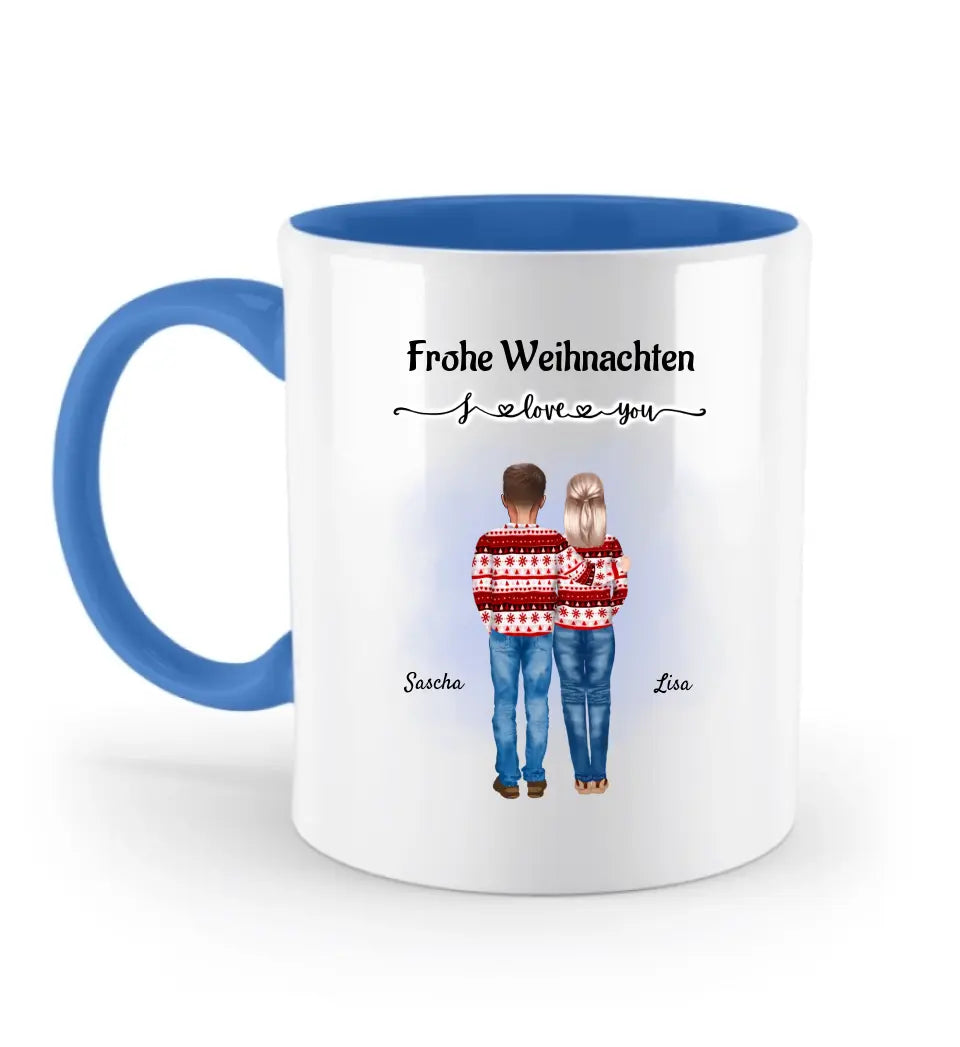 Mann Frau Bild Tasse Weihnachtsgeschenk mit Namen - Cantty