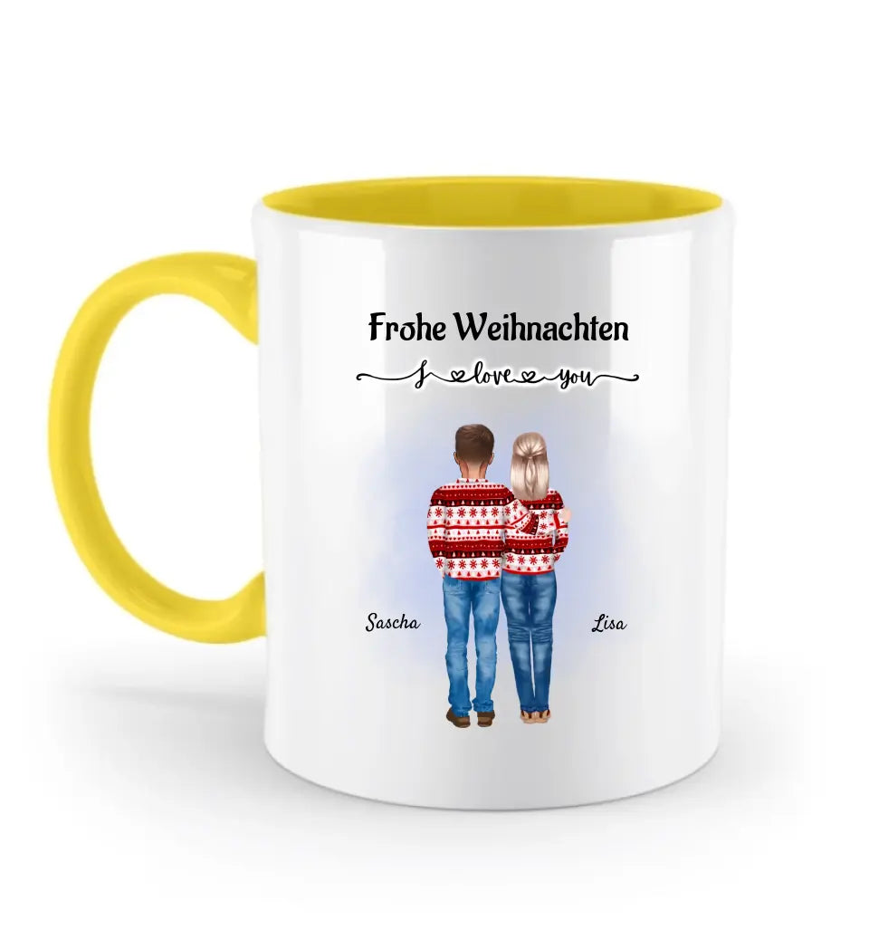 Mann Frau Bild Tasse Weihnachtsgeschenk mit Namen - Cantty