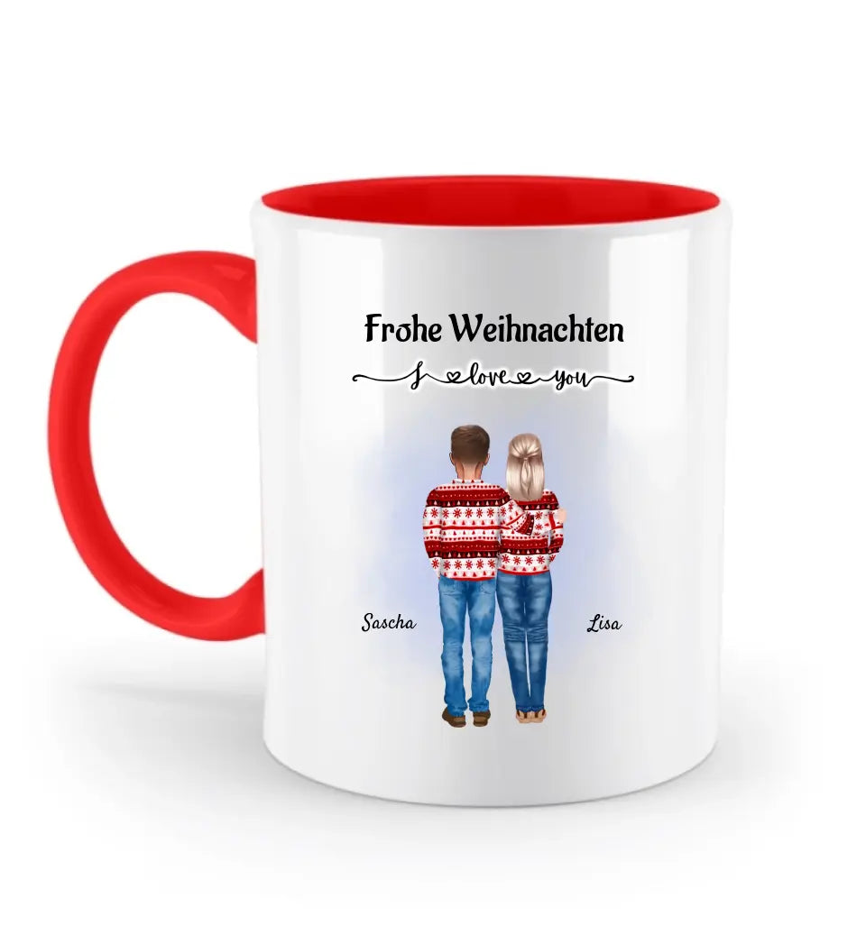 Mann Frau Bild Tasse Weihnachtsgeschenk mit Namen - Cantty