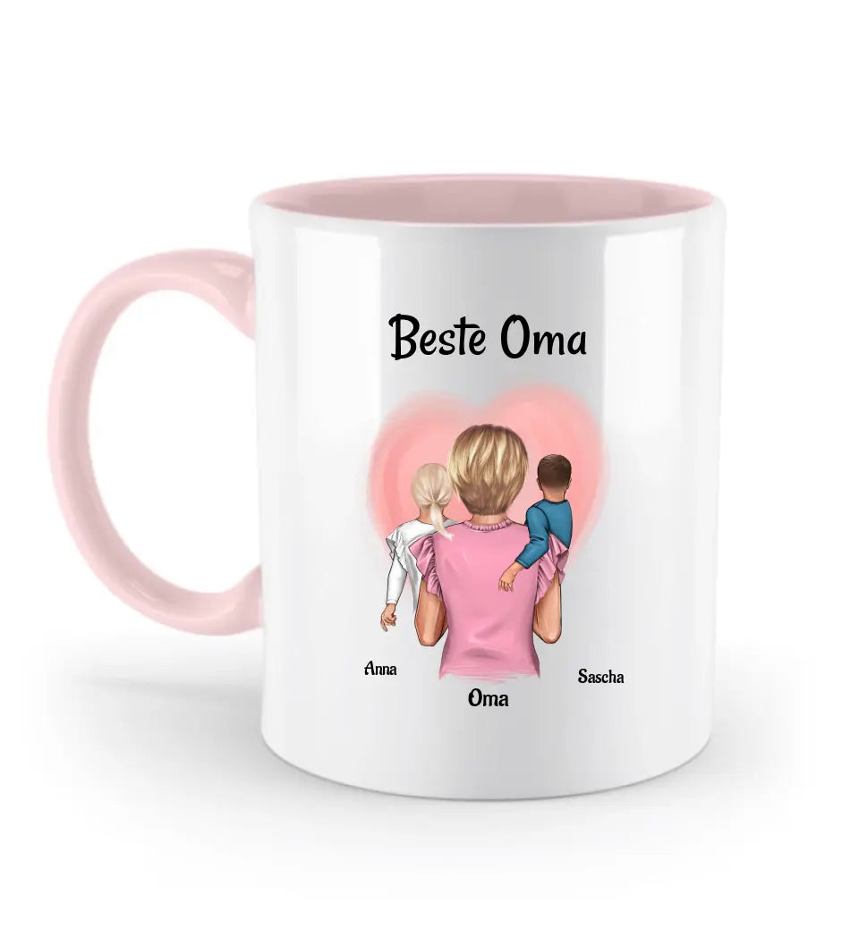 Oma Muttertag Geschenk Tasse von Enkel personalisiert, Beste Oma mit 1 - 2 Enkelkinder - Cantty