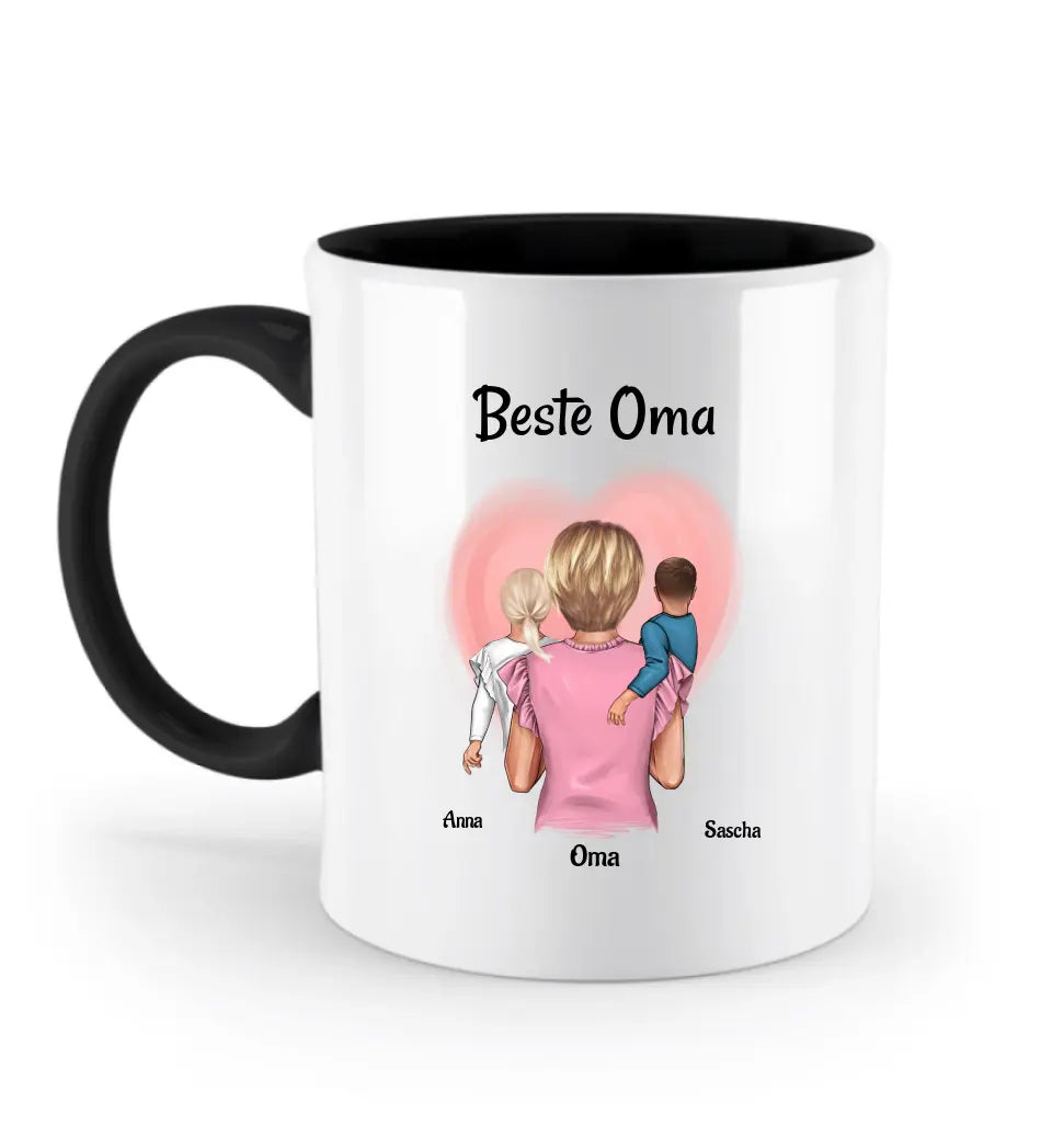 Oma Muttertag Geschenk Tasse von Enkel personalisiert, Beste Oma mit 1 - 2 Enkelkinder - Cantty