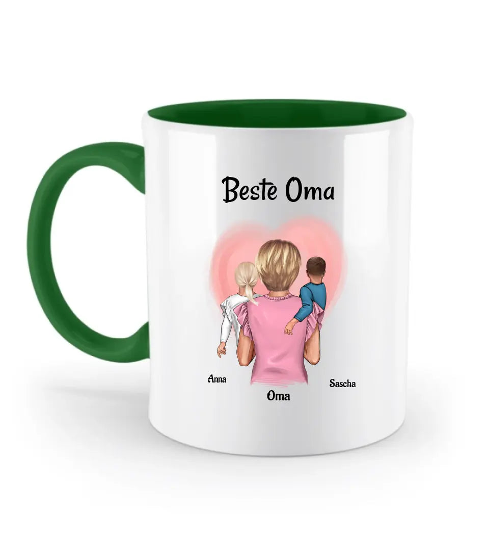 Oma Muttertag Geschenk Tasse von Enkel personalisiert, Beste Oma mit 1 - 2 Enkelkinder - Cantty