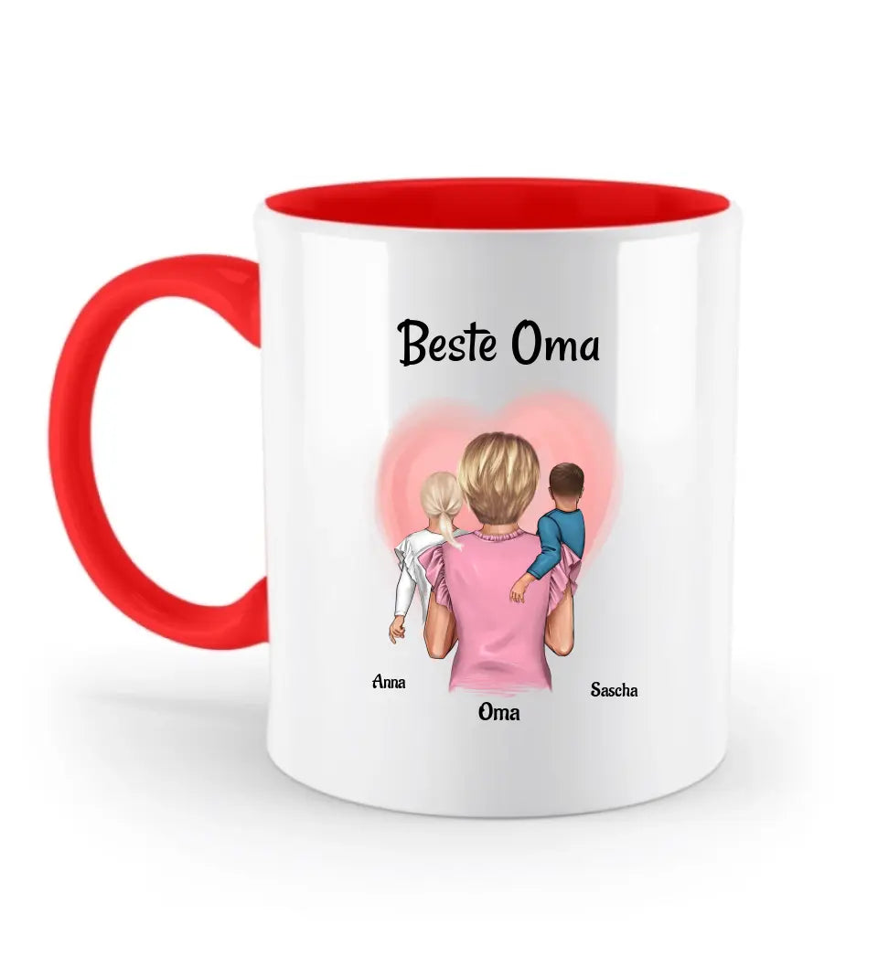 Oma Muttertag Geschenk Tasse von Enkel personalisiert, Beste Oma mit 1 - 2 Enkelkinder - Cantty