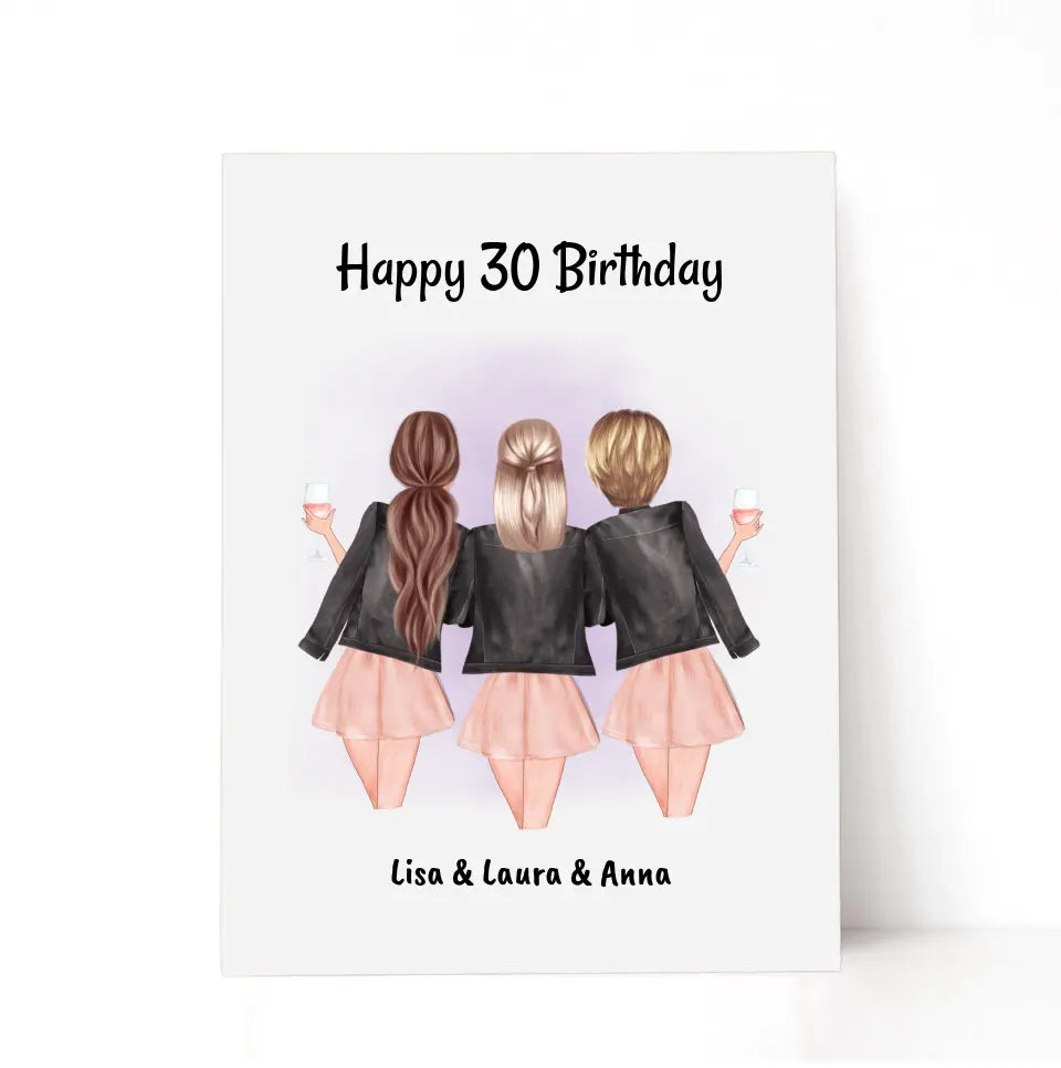 Personalisiertes 3 Freundinnen Acrylglas Geschenkidee - Cantty