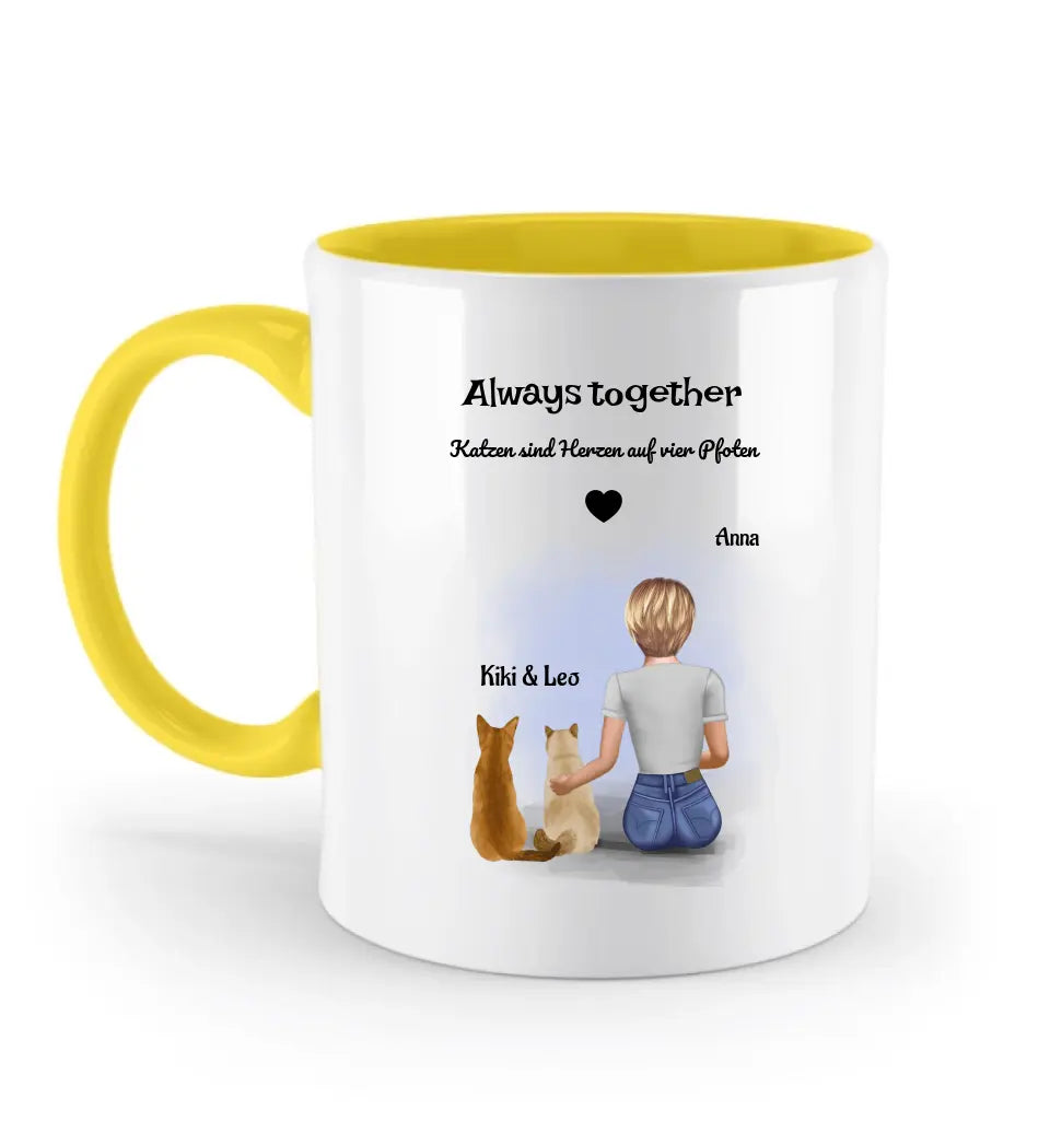 Katzenmama 2 Katzen Tasse personalisiert - Cantty