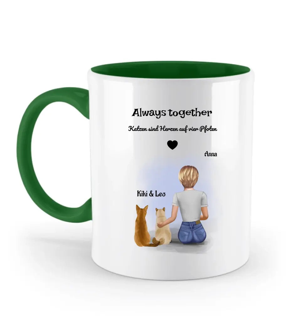 Katzenmama 2 Katzen Tasse personalisiert - Cantty