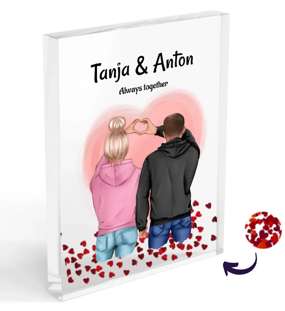 Paar Bild Geschenk personalisiert zum Geburtstag & Jahrestag Acrylglas Konfetti - Cantty