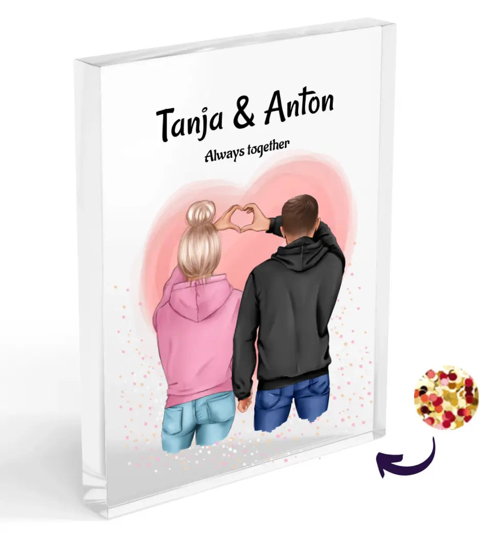 Paar Bild Geschenk personalisiert zum Geburtstag & Jahrestag Acrylglas Konfetti - Cantty