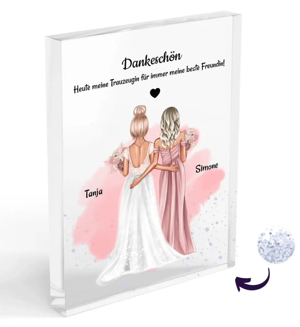 Trauzeugin Danke Bild Acrylglas mit Konfetti Geschenk personalisiert - Cantty