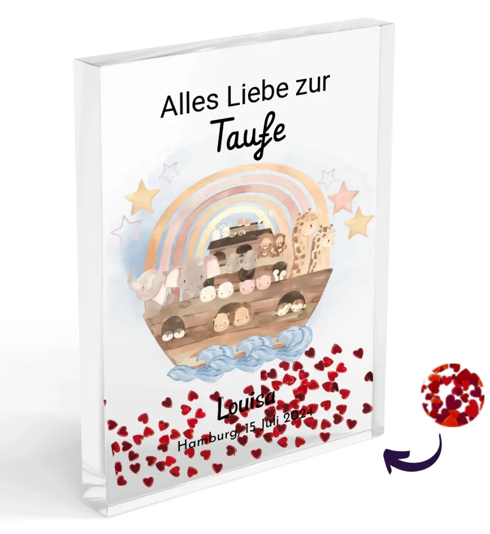 Taufe Geschenk für Mädchen Acrylglas mit Konfetti - Cantty