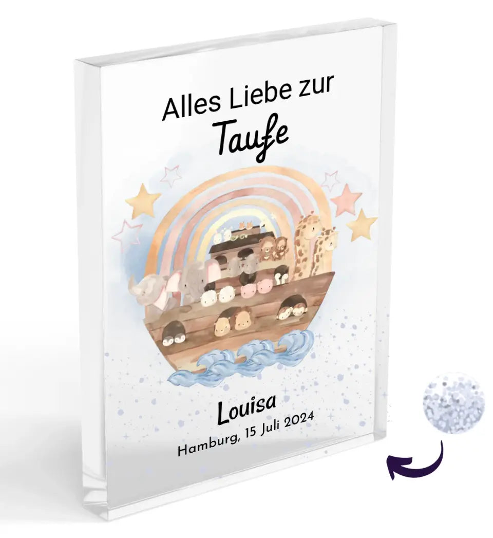 Taufe Geschenk für Mädchen Acrylglas mit Konfetti - Cantty