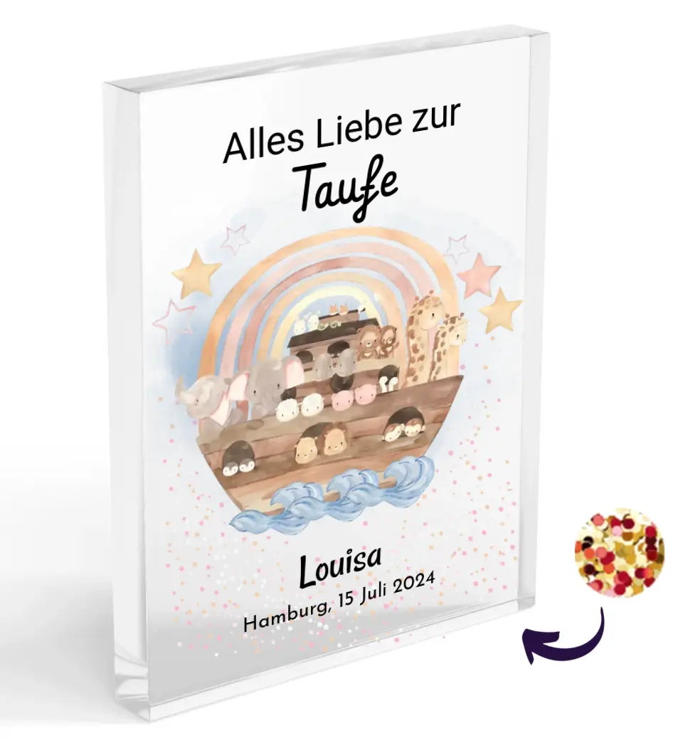 Taufe Geschenk für Mädchen Acrylglas mit Konfetti - Cantty