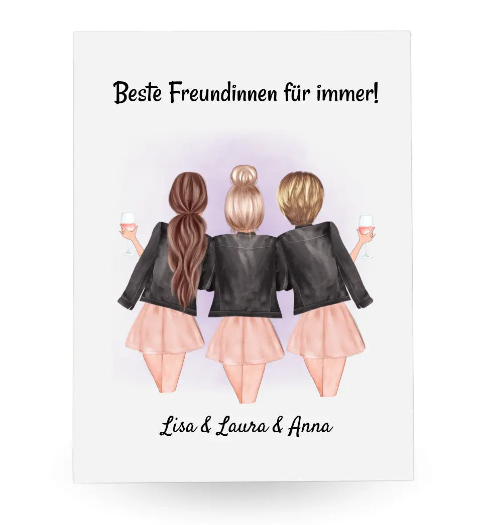 3 Freundinnen Acrylglas Bild Geschenk - Cantty