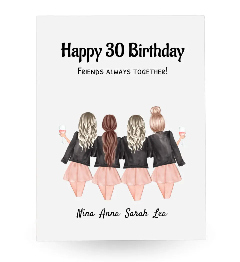 4 Freundinnen Acrylglas Geburtstag Geschenk personalisiert - Cantty