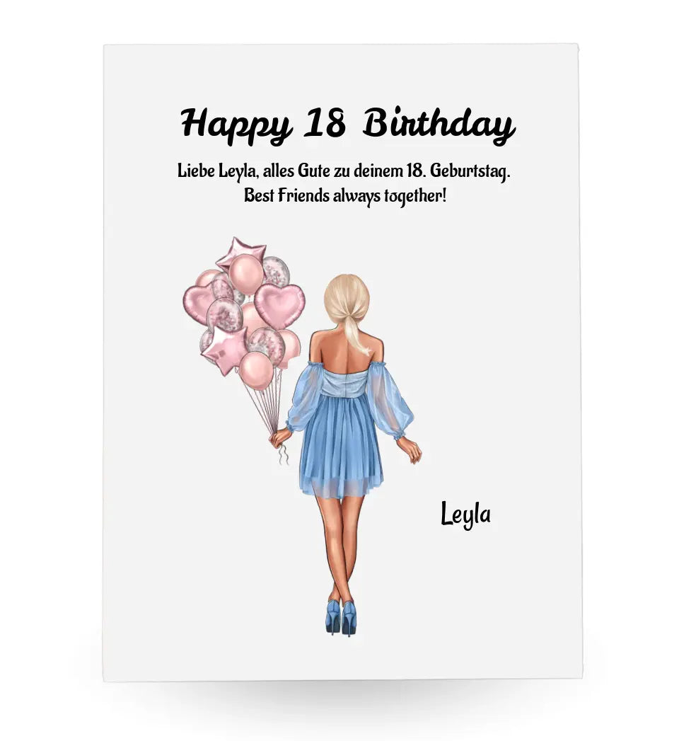 Happy 18 Birthday Mädchen Acrylglas Geschenk personalisiert - Cantty