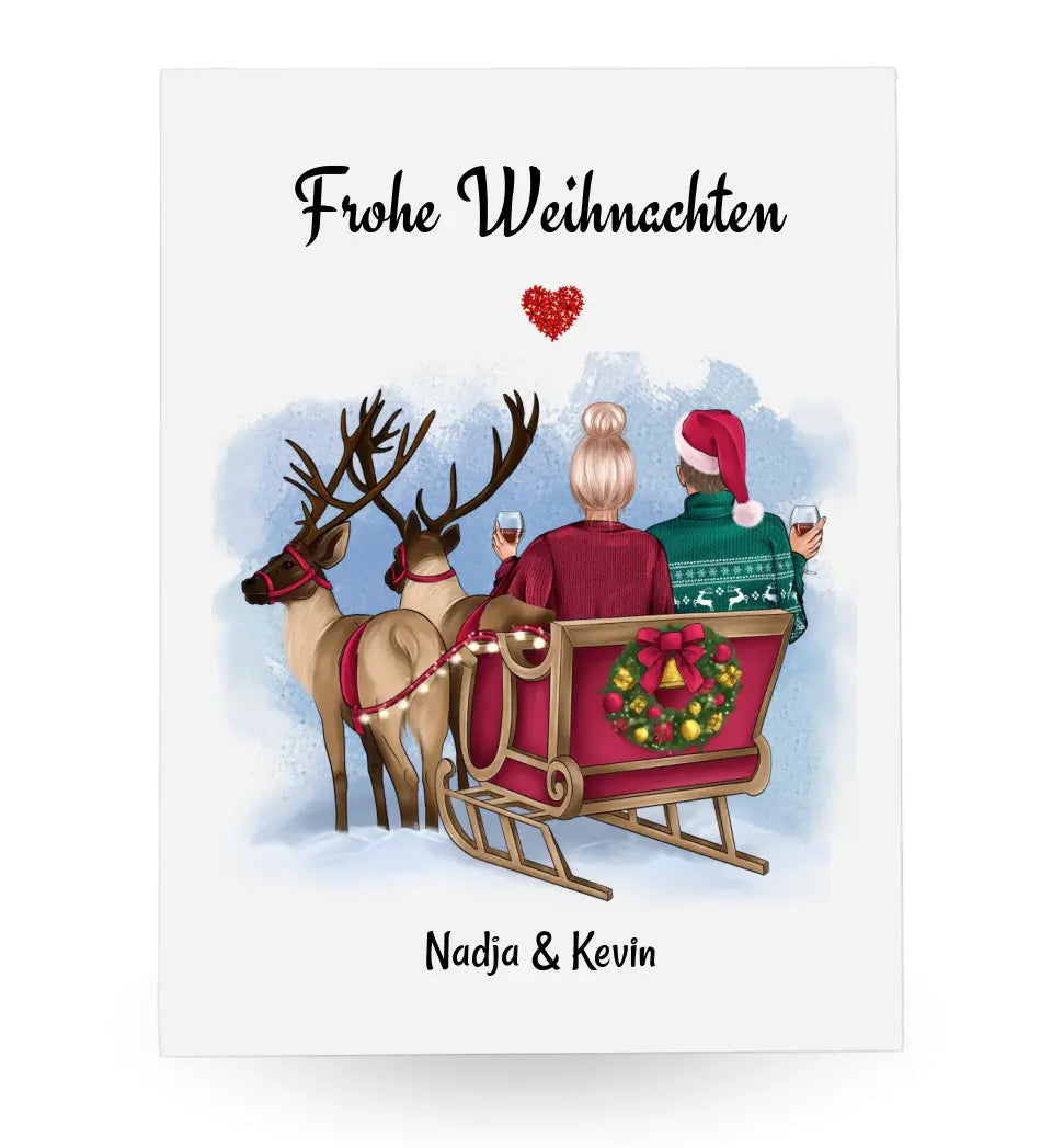 Acrylglas Pärchen Bild frohe Weihnachten Geschenk - Cantty