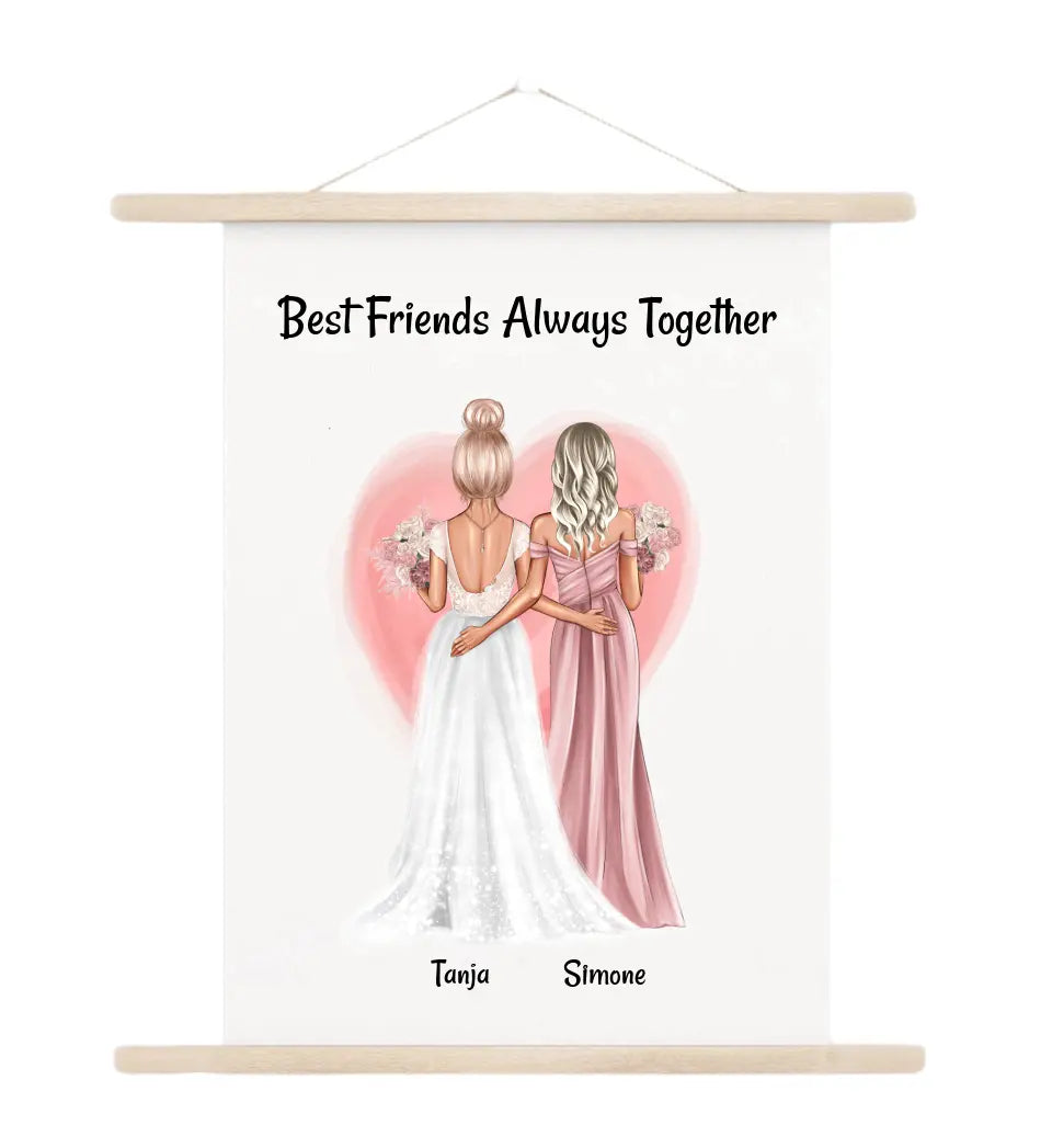 Leinwandbild beste Freundin Braut Geschenk personalisiert - Cantty