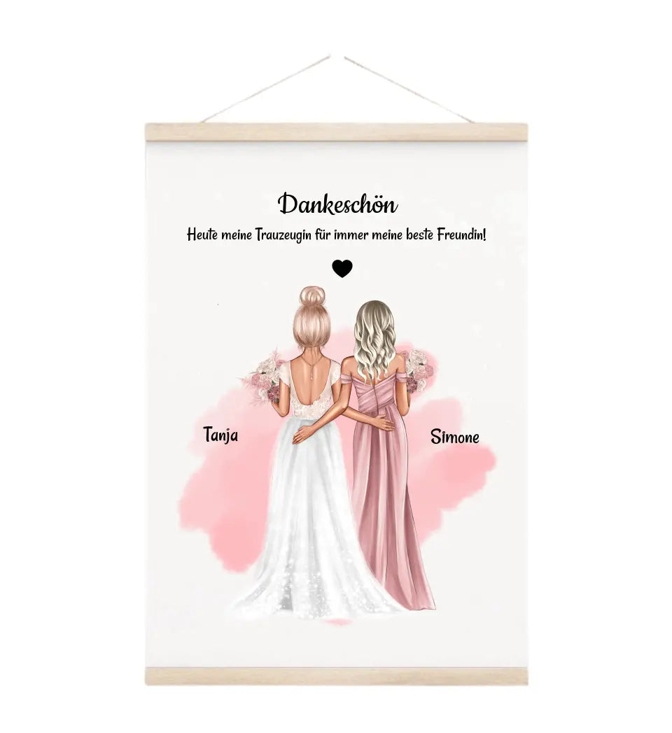 Leinwandbild Trauzeugin Fragen & Danke Geschenk - Cantty