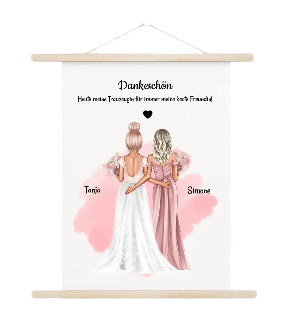 Leinwandbild Trauzeugin Fragen & Danke Geschenk - Cantty
