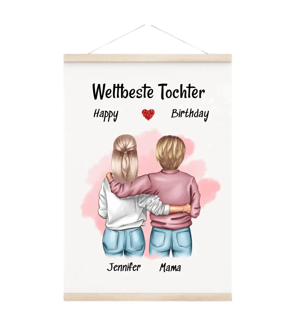 Mutter Tochter personalisiertes Leinwandbild zum Geburtstag - Cantty