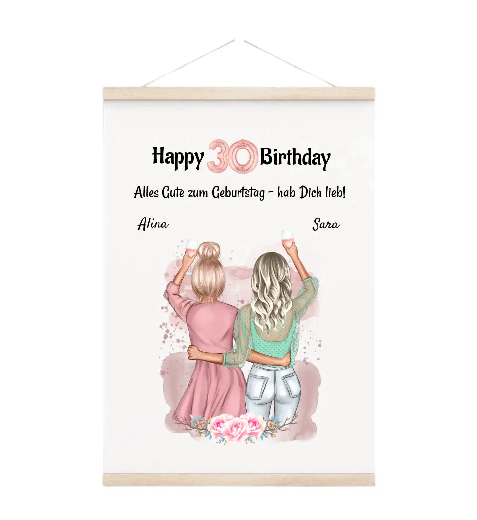 30. Geburtstag Leinwandbild beste Freundin & Schwester - Cantty