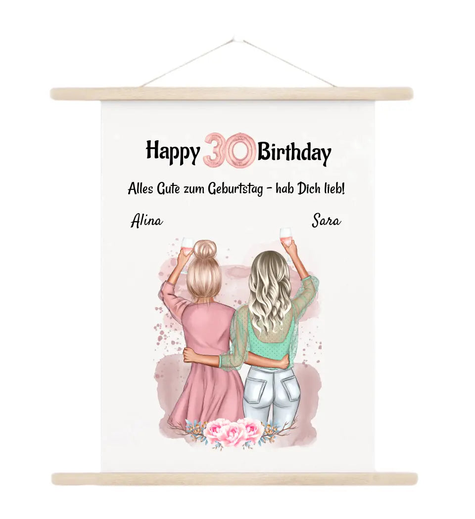 30. Geburtstag Leinwandbild beste Freundin & Schwester - Cantty