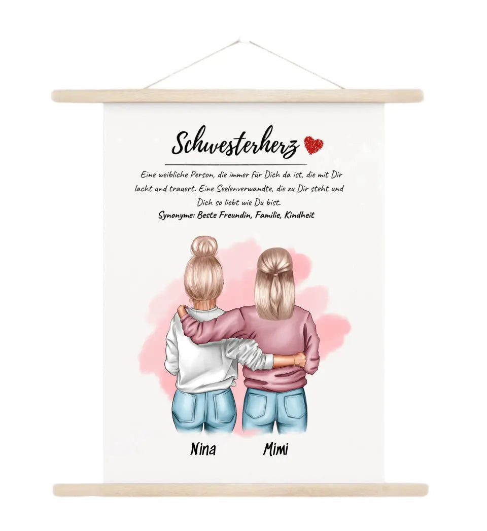 Leinwandbild Schwesterherz Geschenk zum Geburtstag - Cantty