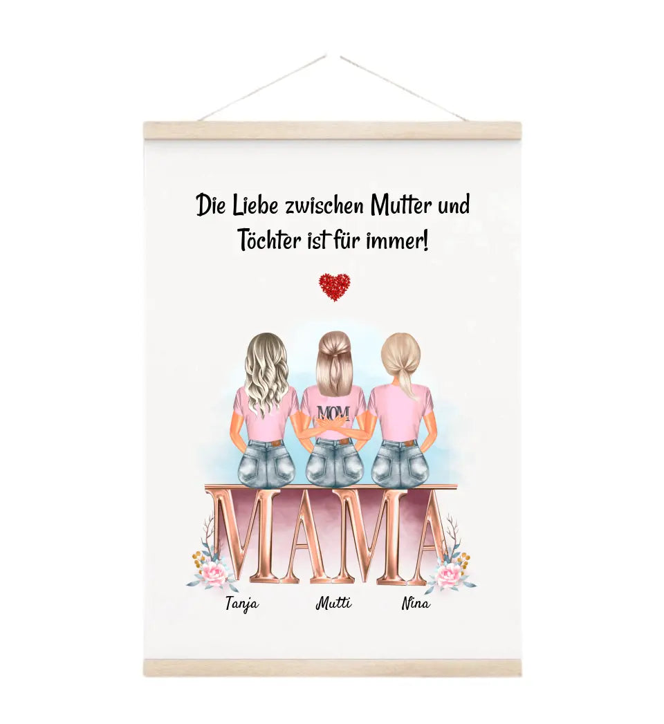 Leinwandbild Mutter und 2 erwachsene Töchter Geschenk - Cantty