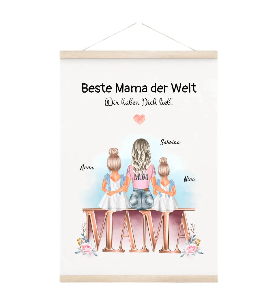 Leinwandbild Mutter und 2 kleine Töchter Geschenk - Cantty
