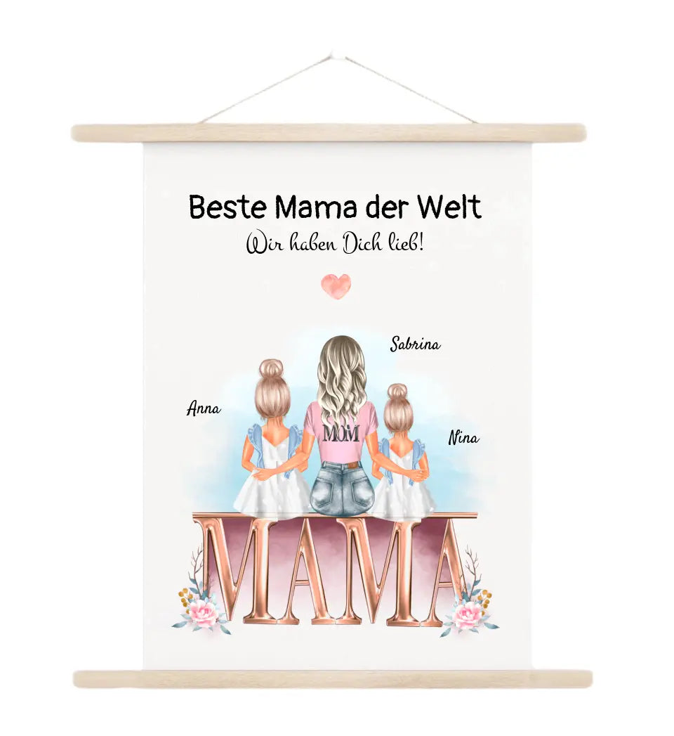 Leinwandbild Mutter und 2 kleine Töchter Geschenk - Cantty