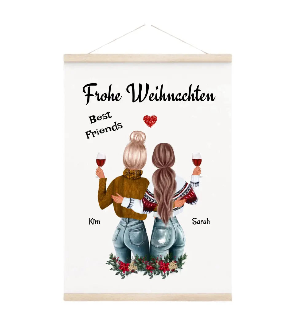 Beste Freundinnen - 2 Personen - Bild Leinwanddruck Weihnachtsgeschenk - Cantty