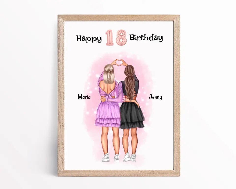Mädchen 18 Geburtstag beste Freundin Bild personalisiert - Cantty