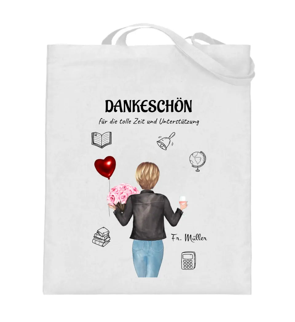 Lehrerin Danke Jutebeutel Tasche Geschenk mit Bild gestalten - Cantty