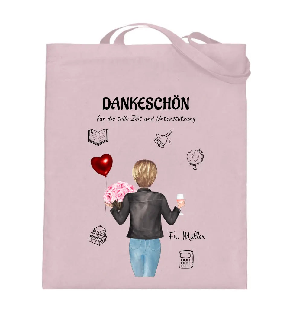Lehrerin Danke Jutebeutel Tasche Geschenk mit Bild gestalten - Cantty