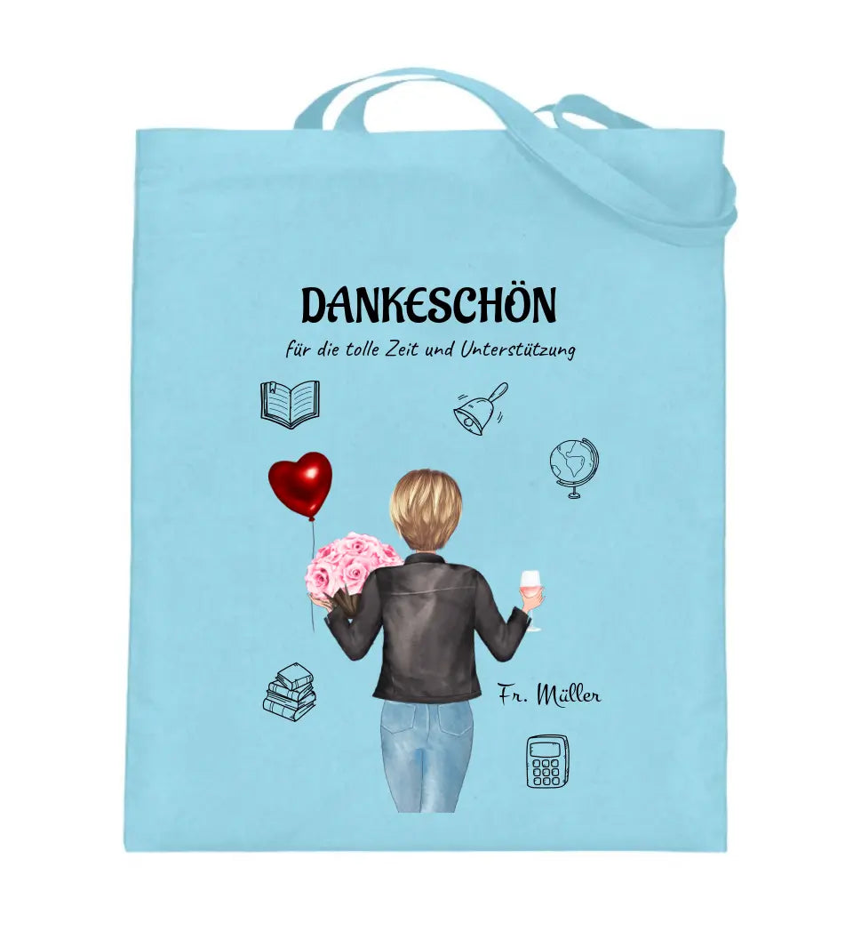 Lehrerin Danke Jutebeutel Tasche Geschenk mit Bild gestalten - Cantty