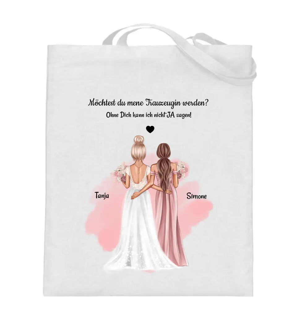 Trauzeugin Fragen Jutebeutel Tasche Geschenk bedrucken - Cantty
