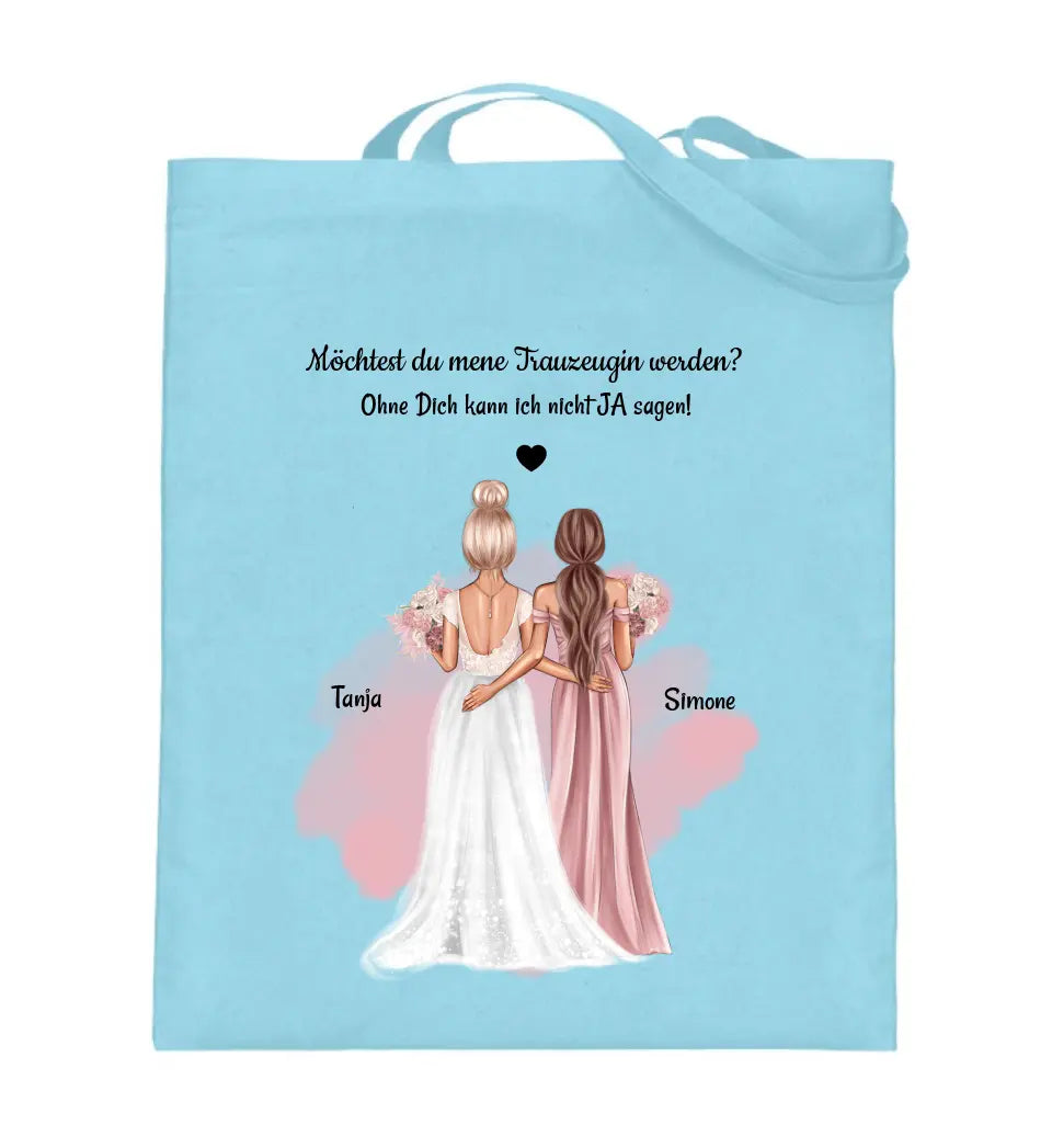 Trauzeugin Fragen Jutebeutel Tasche Geschenk bedrucken - Cantty