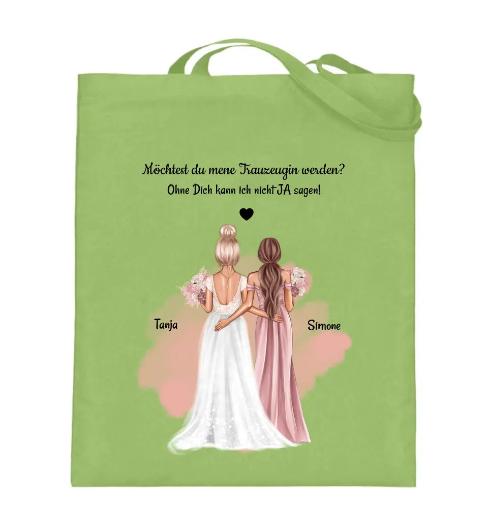 Trauzeugin Fragen Jutebeutel Tasche Geschenk bedrucken - Cantty