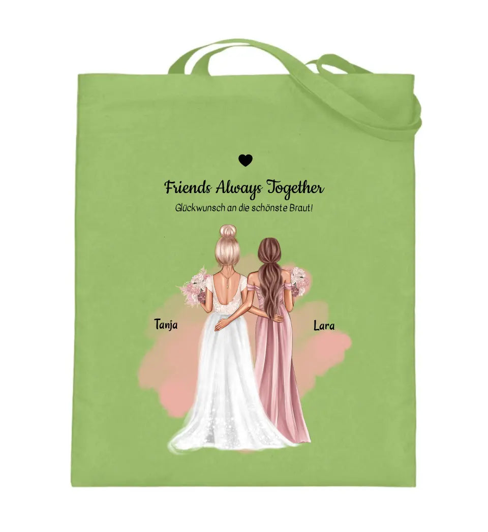Beste Freundin Hochzeitsgeschenk Jutebeutel Tasche personalisiert - Cantty