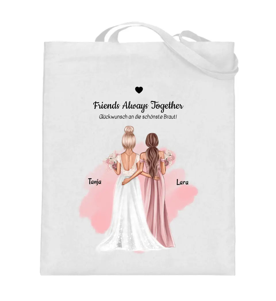 Beste Freundin Hochzeitsgeschenk Jutebeutel Tasche personalisiert - Cantty