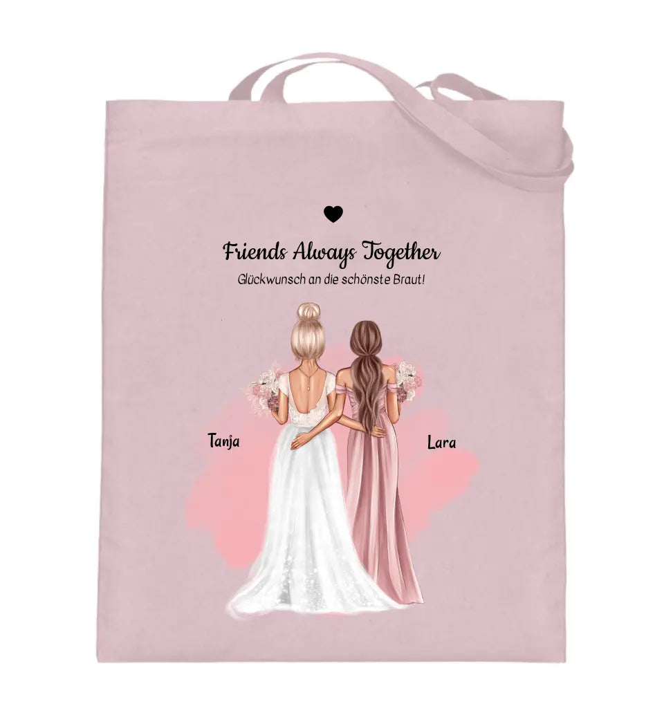 Beste Freundin Hochzeitsgeschenk Jutebeutel Tasche personalisiert - Cantty