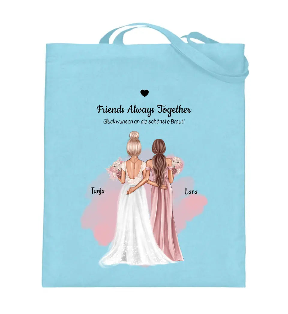 Beste Freundin Hochzeitsgeschenk Jutebeutel Tasche personalisiert - Cantty