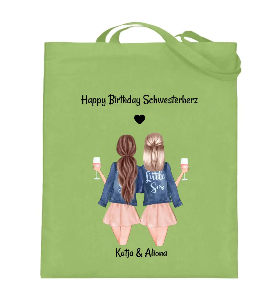 Schwester Jutebeutel Geschenk personalisiert - Cantty