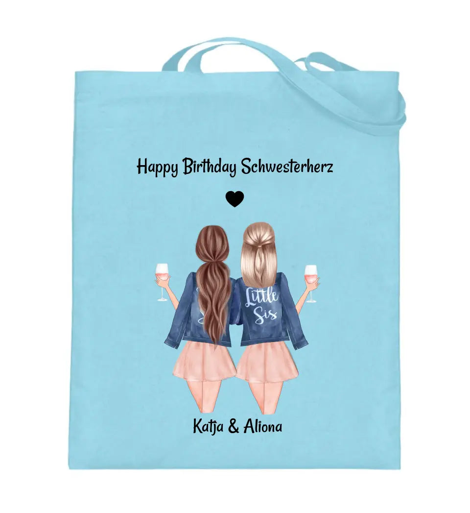 Schwester Jutebeutel Geschenk personalisiert - Cantty